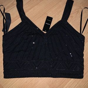Black cut out crop top